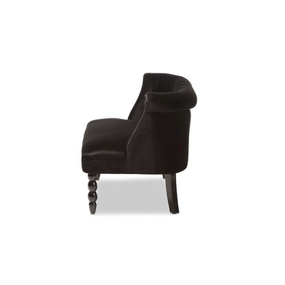 Black Velvet Fabric Upholstered 2-seater Loveseat