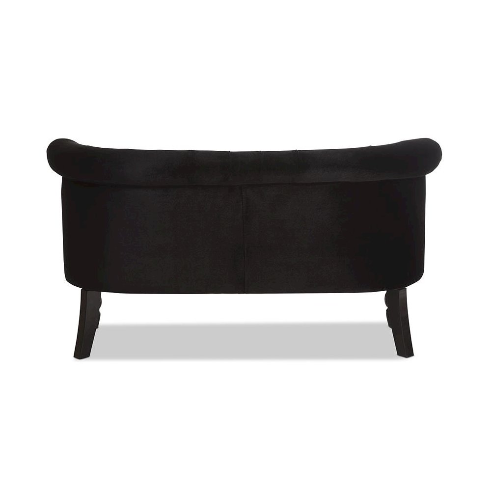 Black Velvet Fabric Upholstered 2-seater Loveseat