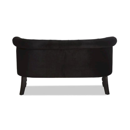 Black Velvet Fabric Upholstered 2-seater Loveseat
