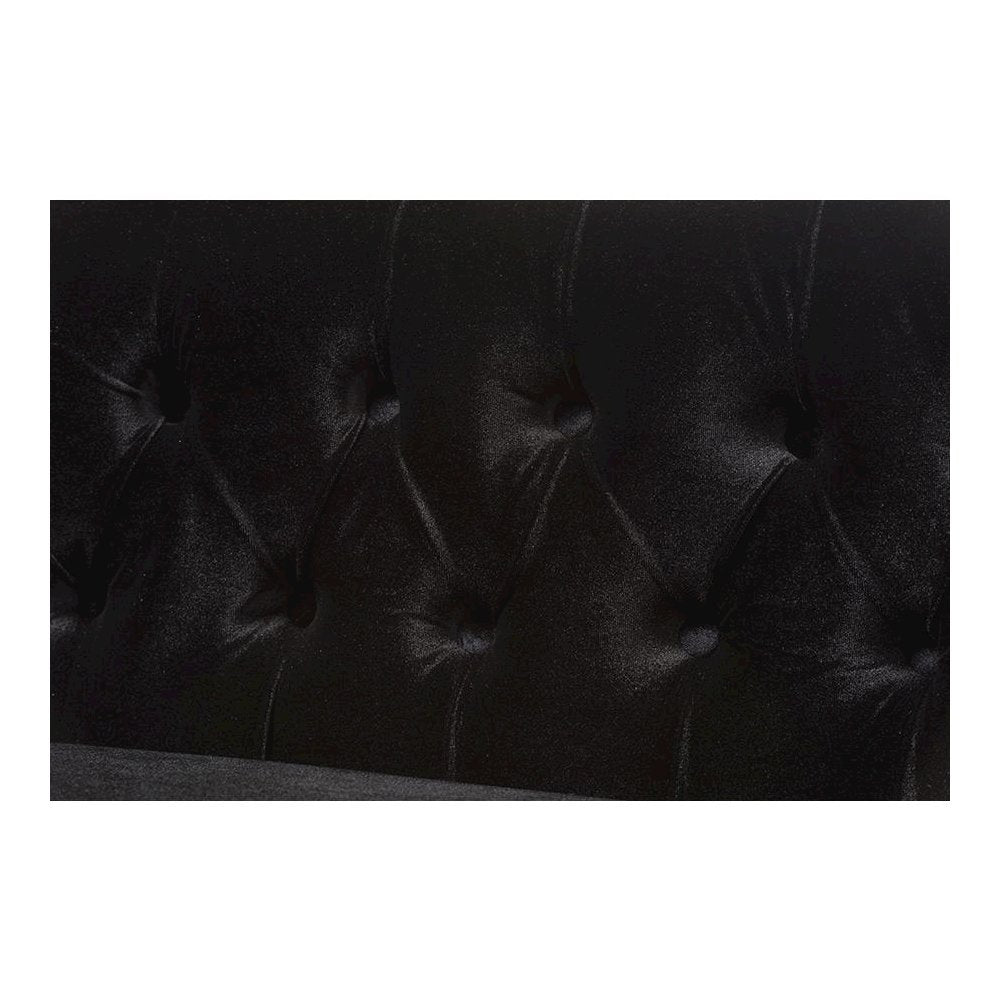 Black Velvet Fabric Upholstered 2-seater Loveseat