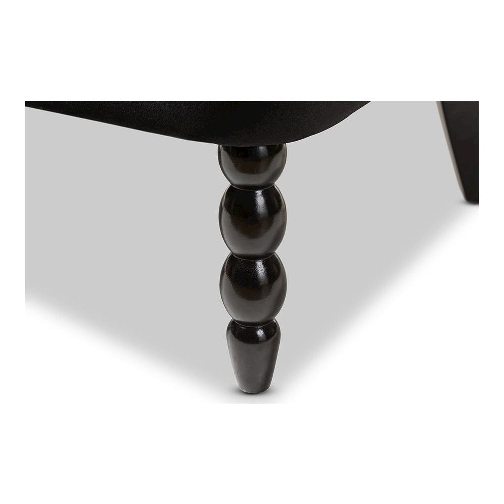 Black Velvet Fabric Upholstered 2-seater Loveseat
