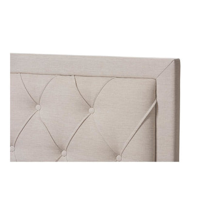 Light Beige Fabric Upholstered Queen Size Storage Bed