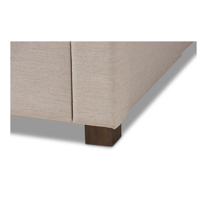 Light Beige Fabric Upholstered Queen Size Storage Bed
