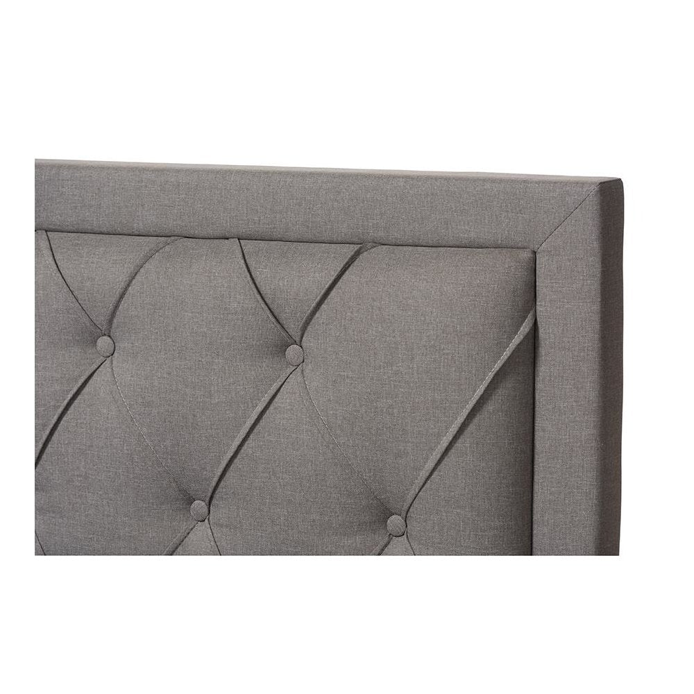 Light Grey Fabric Upholstered Queen Size Storage Bed