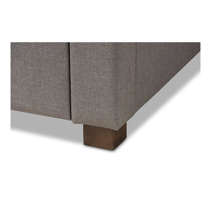 Light Grey Fabric Upholstered Queen Size Storage Bed