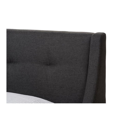 Dark Grey Fabric Upholstered Walnut-Finished Twin Sized Platform Bed
