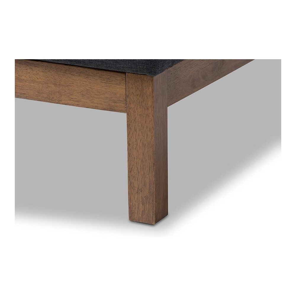 Dark Grey Fabric Upholstered Walnut-Finished Twin Sized Platform Bed