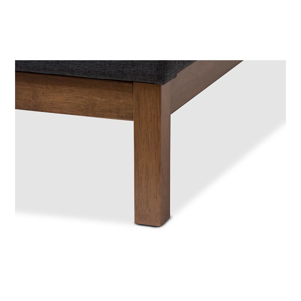 Dark Grey Fabric Upholstered Walnut-Finished Full Sized Platform Bed