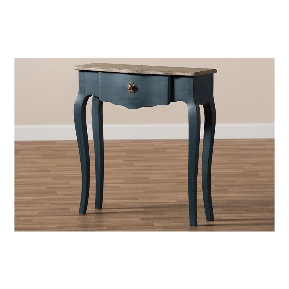 Baxton Studio Mazarine Classic and Provincial Blue Spruce Finished Console Table