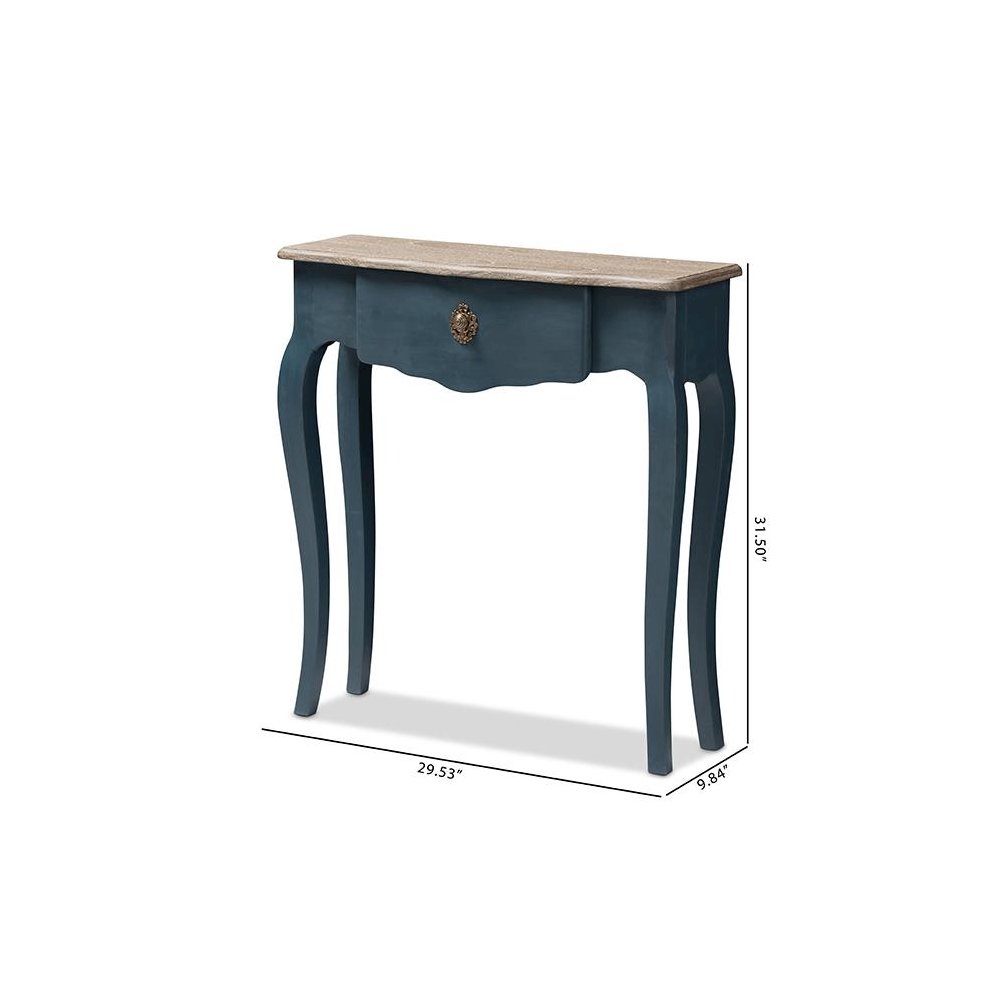 Baxton Studio Mazarine Classic and Provincial Blue Spruce Finished Console Table