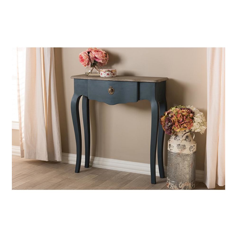 Baxton Studio Mazarine Classic and Provincial Blue Spruce Finished Console Table