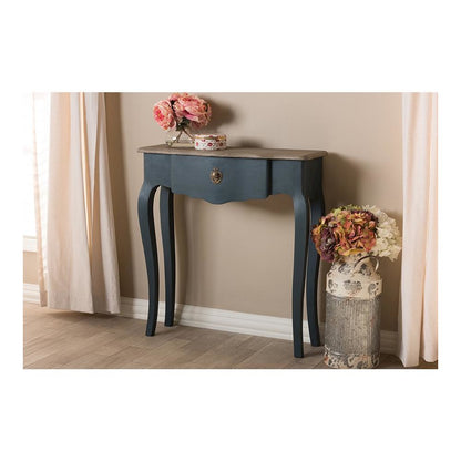 Baxton Studio Mazarine Classic and Provincial Blue Spruce Finished Console Table