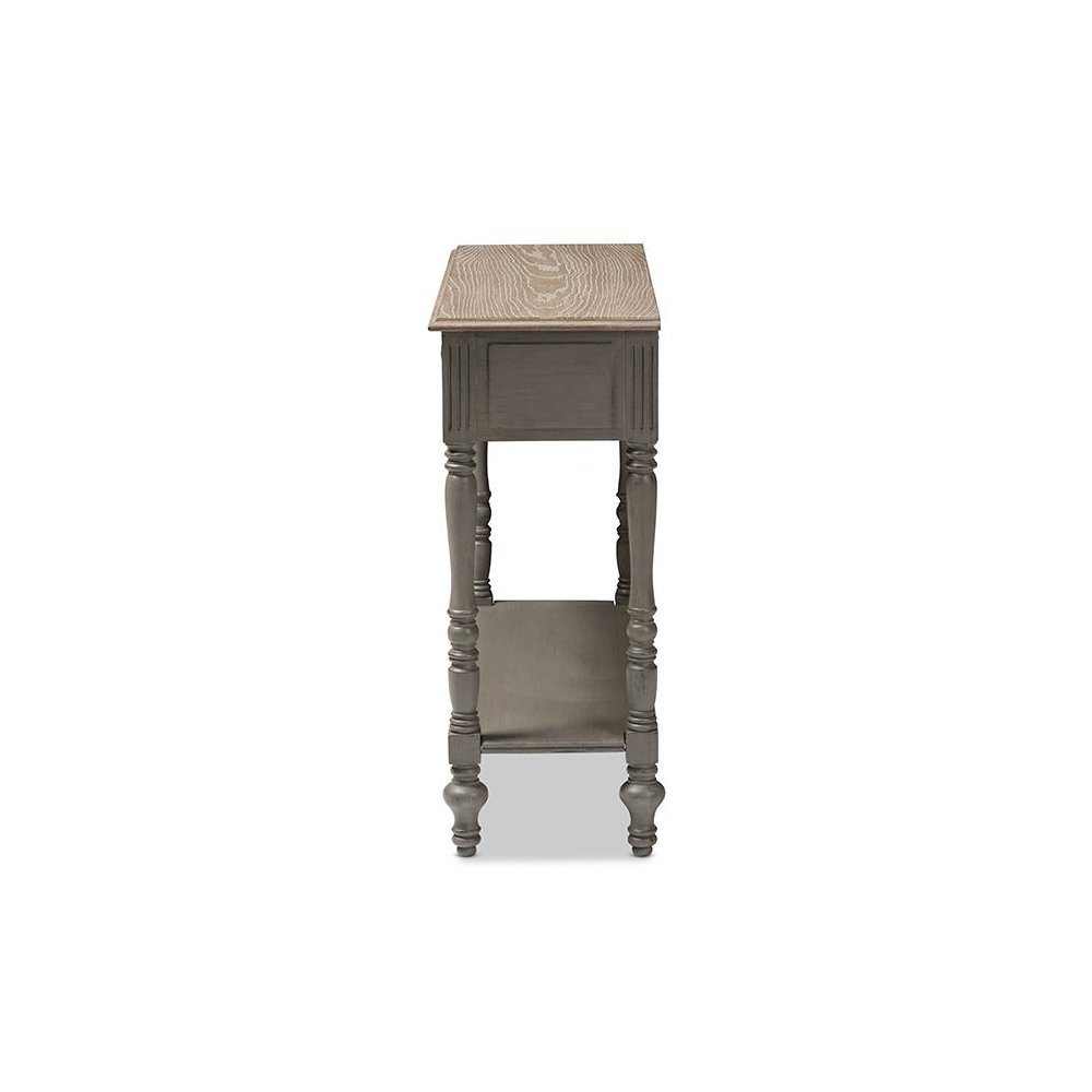 Noemie Country Cottage Farmhouse Brown Finished 2-Drawer Console Table