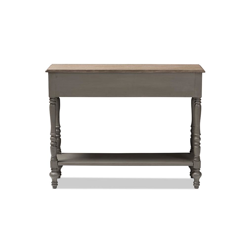 Noemie Country Cottage Farmhouse Brown Finished 2-Drawer Console Table