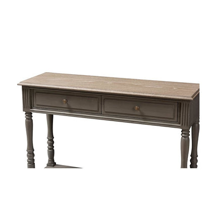 Noemie Country Cottage Farmhouse Brown Finished 2-Drawer Console Table