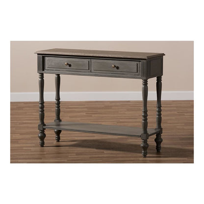 Noemie Country Cottage Farmhouse Brown Finished 2-Drawer Console Table