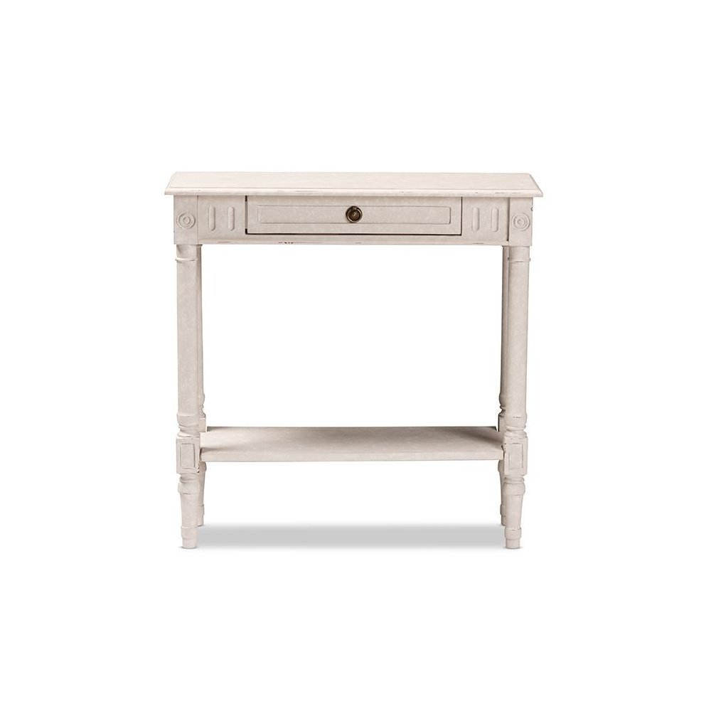 Ariella Country Cottage Farmhouse Whitewashed 1-Drawer Console Table