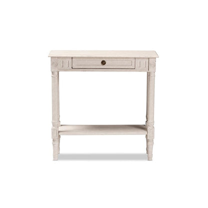 Ariella Country Cottage Farmhouse Whitewashed 1-Drawer Console Table