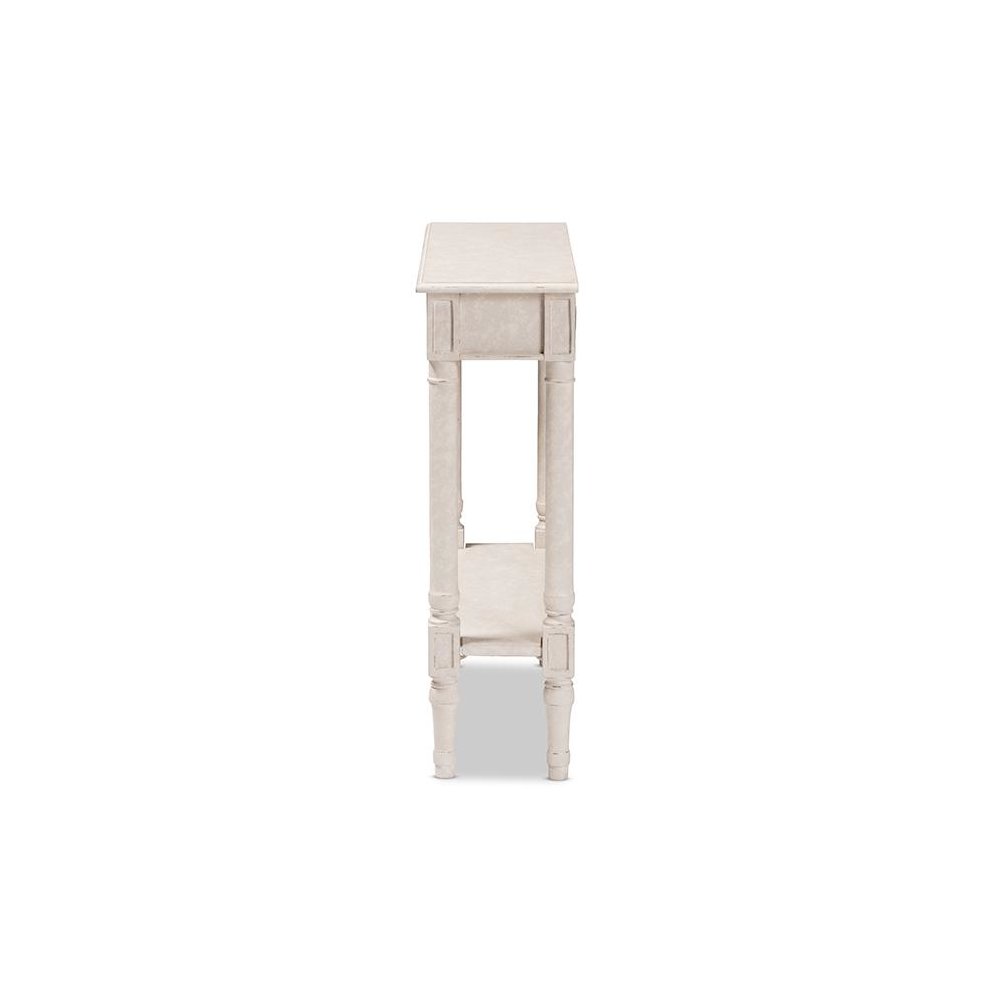 Ariella Country Cottage Farmhouse Whitewashed 1-Drawer Console Table