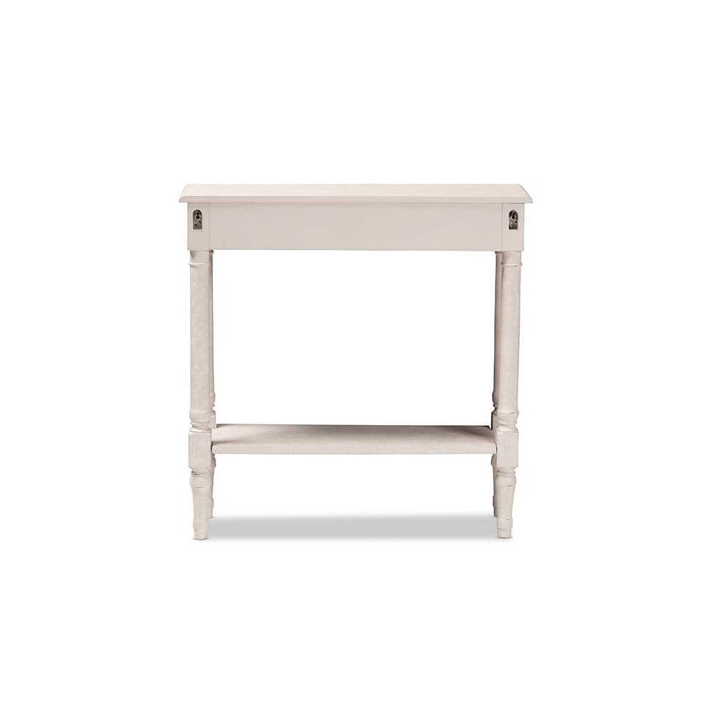 Ariella Country Cottage Farmhouse Whitewashed 1-Drawer Console Table