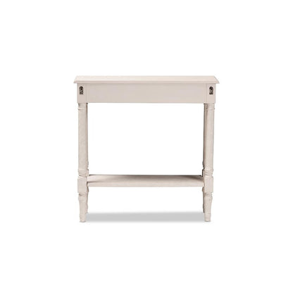 Ariella Country Cottage Farmhouse Whitewashed 1-Drawer Console Table
