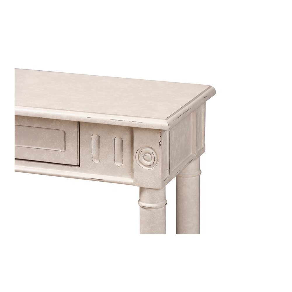 Ariella Country Cottage Farmhouse Whitewashed 1-Drawer Console Table