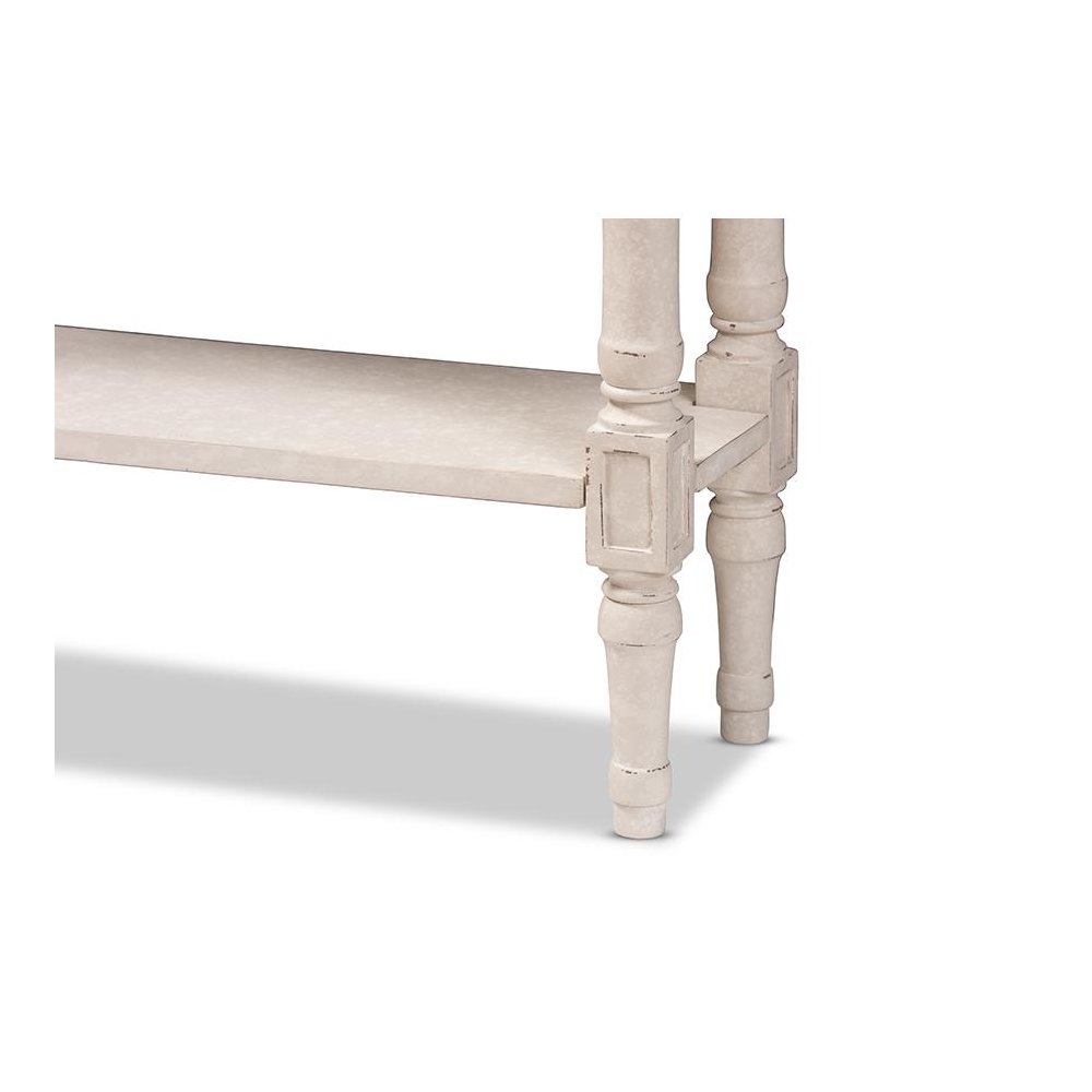 Ariella Country Cottage Farmhouse Whitewashed 1-Drawer Console Table