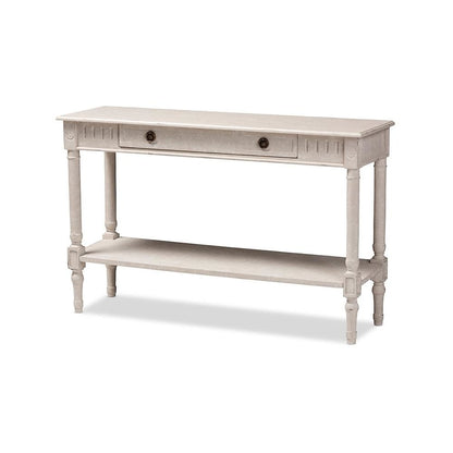Ariella Country Cottage Farmhouse Whitewashed 1-Drawer Console Table