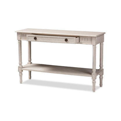 Ariella Country Cottage Farmhouse Whitewashed 1-Drawer Console Table