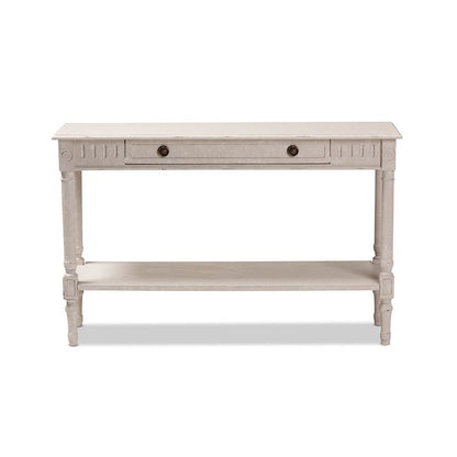 Ariella Country Cottage Farmhouse Whitewashed 1-Drawer Console Table