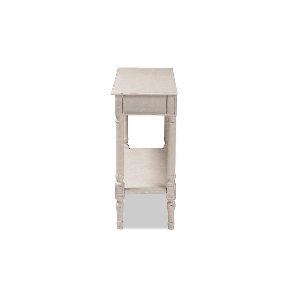 Ariella Country Cottage Farmhouse Whitewashed 1-Drawer Console Table