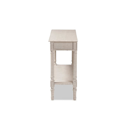 Ariella Country Cottage Farmhouse Whitewashed 1-Drawer Console Table