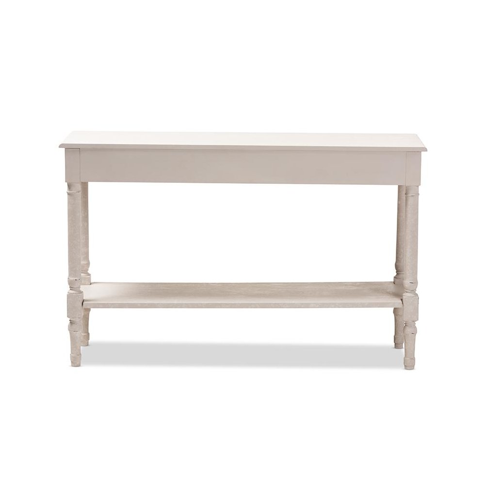 Ariella Country Cottage Farmhouse Whitewashed 1-Drawer Console Table
