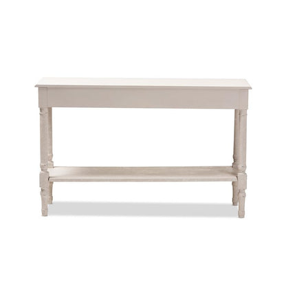 Ariella Country Cottage Farmhouse Whitewashed 1-Drawer Console Table