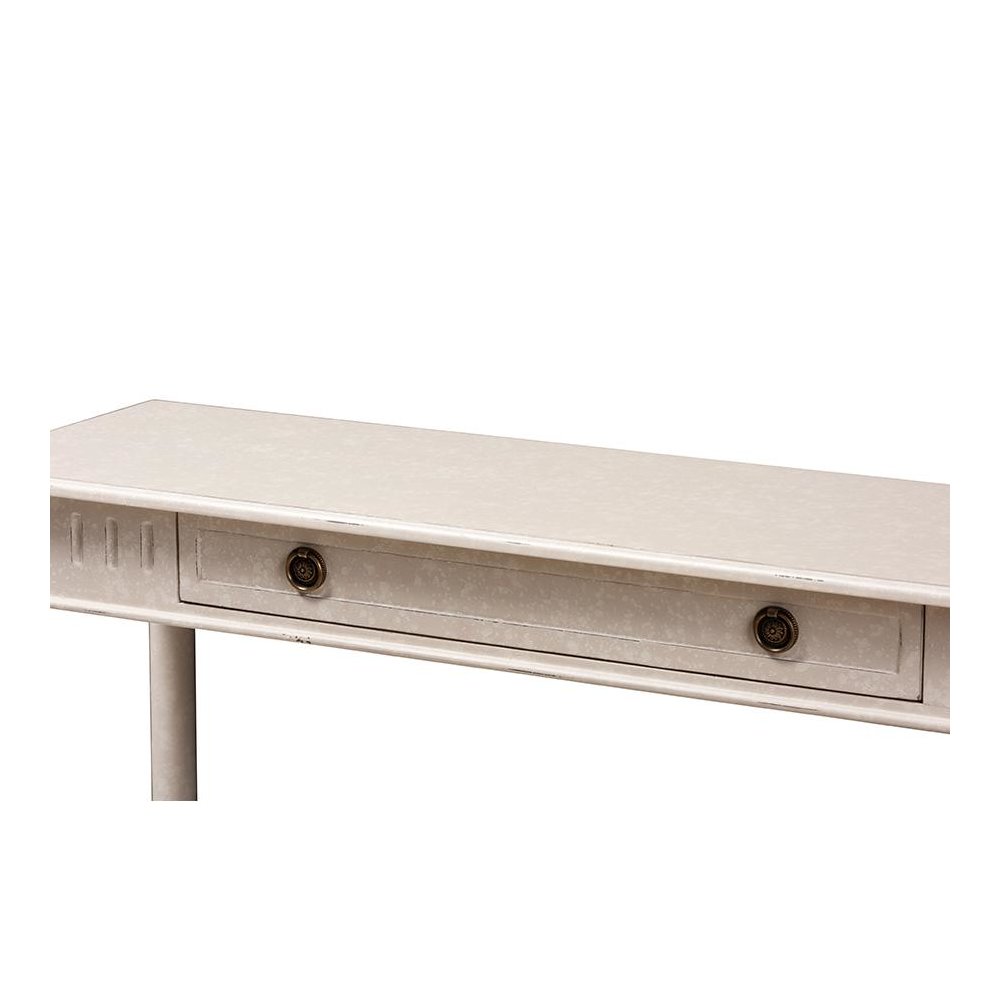Ariella Country Cottage Farmhouse Whitewashed 1-Drawer Console Table