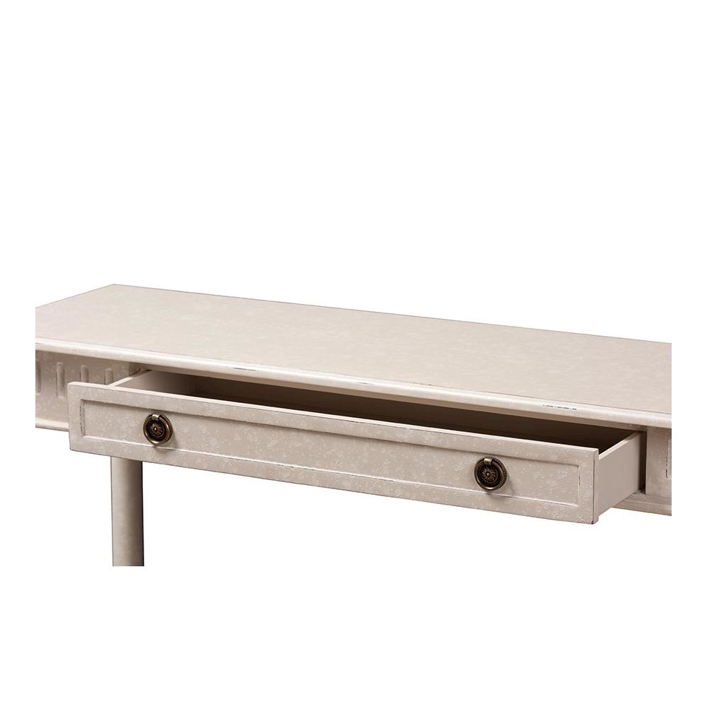 Ariella Country Cottage Farmhouse Whitewashed 1-Drawer Console Table