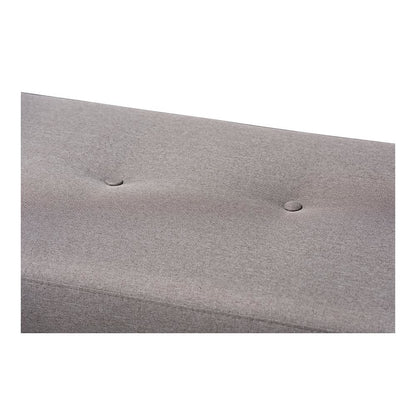 Grey Fabric Upholstered Walnut Brown Finished Wood Bench