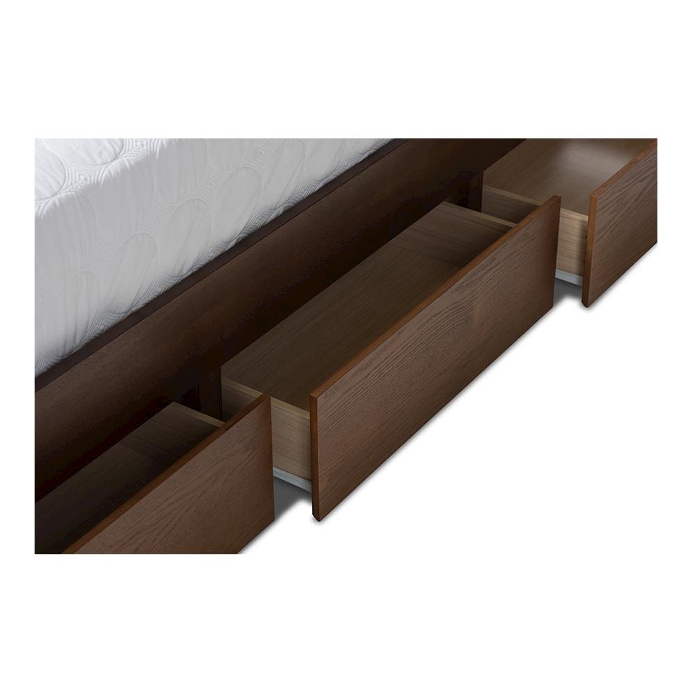 Raurey Modern and Contemporary Walnut Finished Queen Size Storage Platform Bed