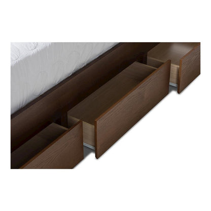 Raurey Modern and Contemporary Walnut Finished Queen Size Storage Platform Bed