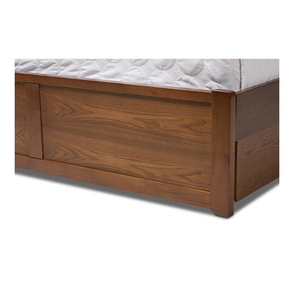 Raurey Modern and Contemporary Walnut Finished Queen Size Storage Platform Bed