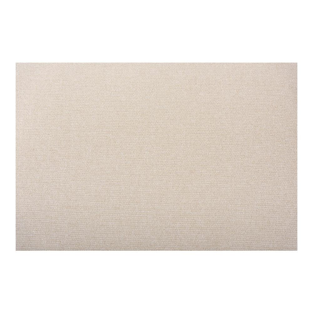 Light Beige Fabric Upholstered Walnut Brown Finished Wood Ottoman