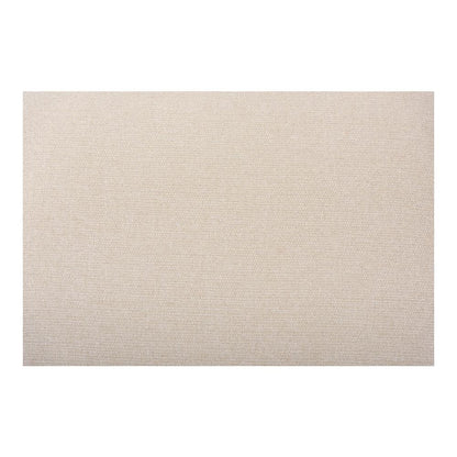 Light Beige Fabric Upholstered Walnut Brown Finished Wood Ottoman