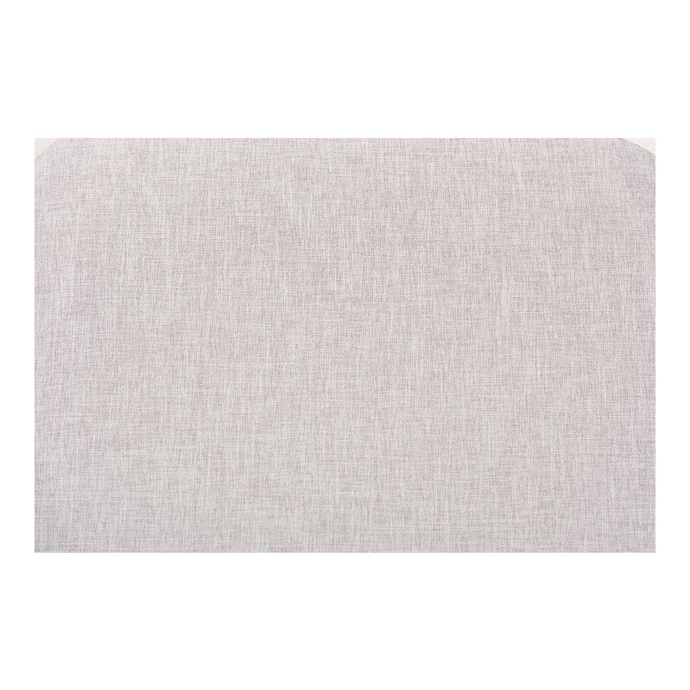 Greyish Beige Fabric Upholstered Walnut Brown Finished Wood Ottoman