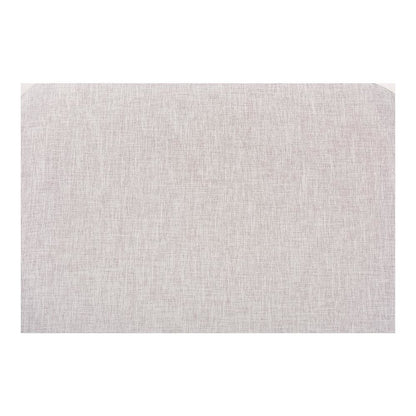 Greyish Beige Fabric Upholstered Walnut Brown Finished Wood Ottoman