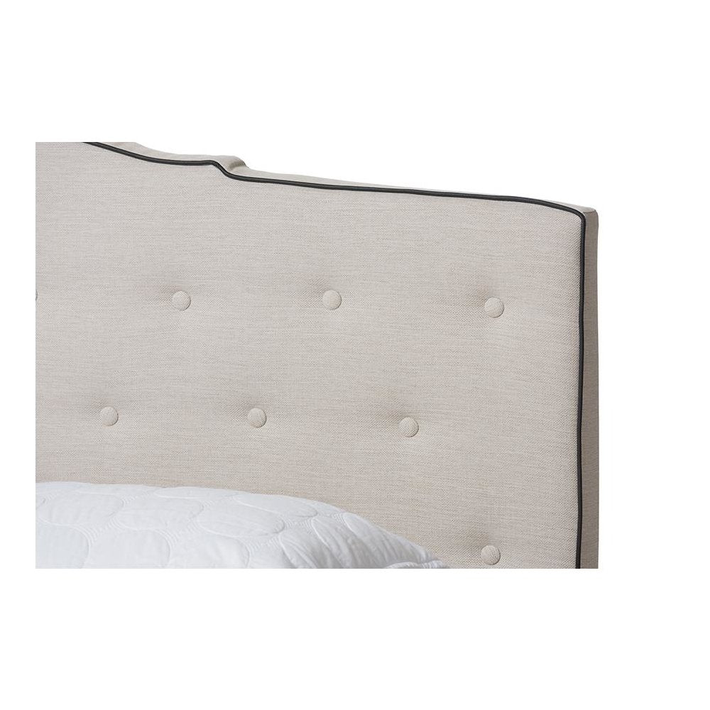 Vivienne Modern and Contemporary Light Beige Fabric Upholstered Full Size Bed