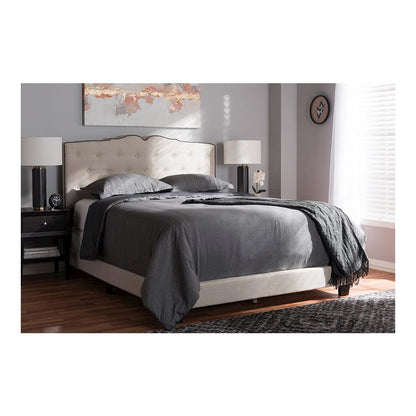 Vivienne Modern and Contemporary Light Beige Fabric Upholstered Full Size Bed