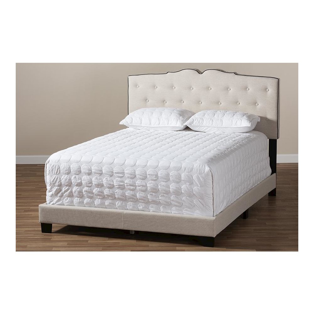 Vivienne Modern and Contemporary Light Beige Fabric Upholstered Full Size Bed