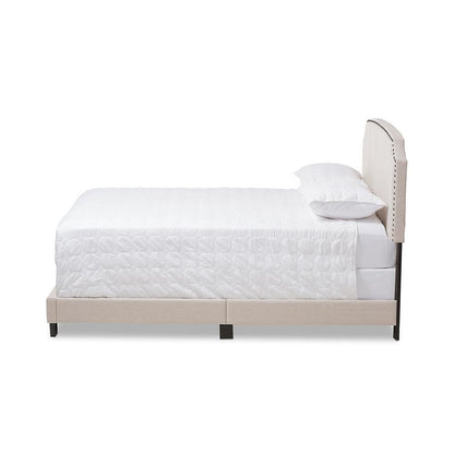 Odette Modern and Contemporary Light Beige Fabric Upholstered Full Size Bed