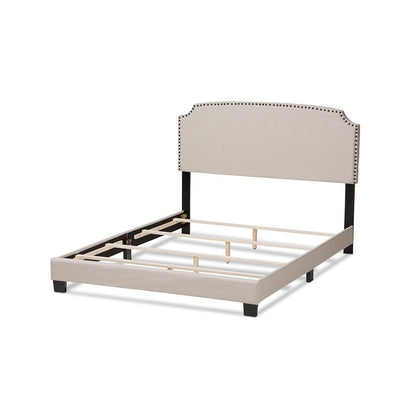 Odette Modern and Contemporary Light Beige Fabric Upholstered Full Size Bed