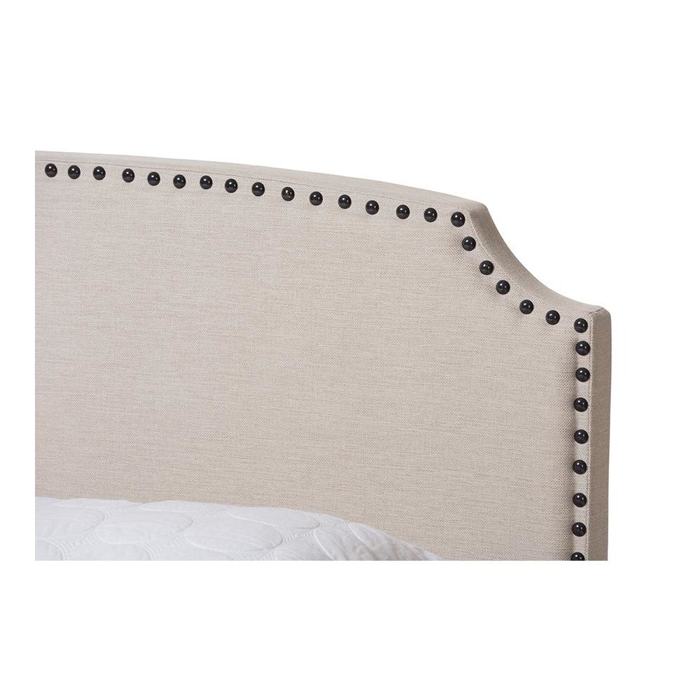 Odette Modern and Contemporary Light Beige Fabric Upholstered Full Size Bed